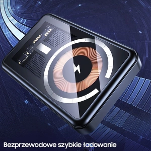 Powerbank AWEI P155K 10000mAh 15W Magnetic bezdrátové rychlé nabíjení s držákem Lightning/PD černý/black