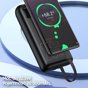 Hurtownia GSM - Powerbank AWEI P169K 20000mAh 22.5W černý/black s displejem + kabely PD/Lightning - AWEI136 - {ean13} - Hurt