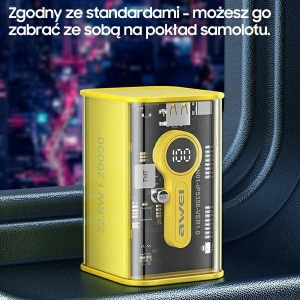 AWEI P180K 20000mAh 22.5W fekete/powerbank USB/PD + kijelző