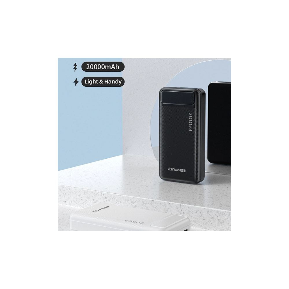 Hurtownia GSM - Powerbank AWEI P6K 20000mAh schwarz/black 2xUSB/PD/microUSB - AWEI140 - {ean13} - Hurt