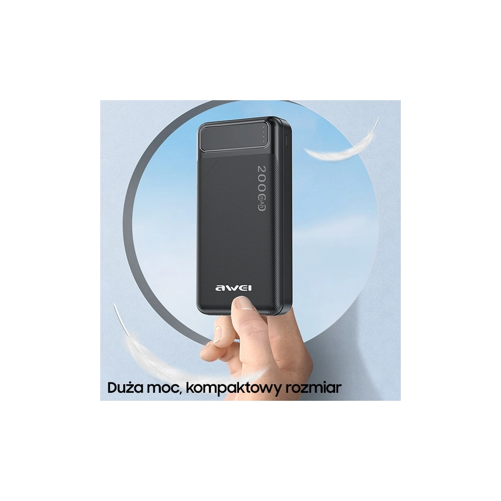 Hurtownia GSM - Powerbank AWEI P6K 20000mAh schwarz/black 2xUSB/PD/microUSB - AWEI140 - {ean13} - Hurt
