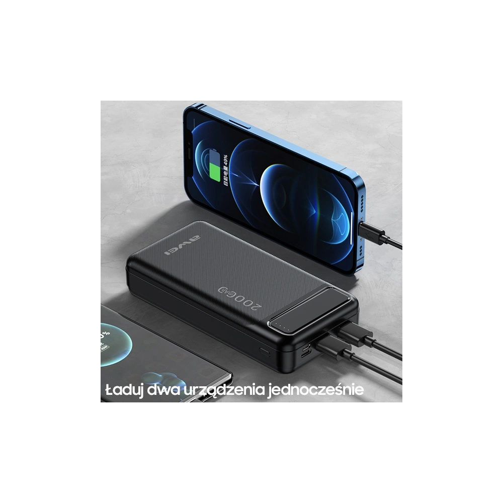 Hurtownia GSM - Powerbank AWEI P6K 20000mAh schwarz/black 2xUSB/PD/microUSB - AWEI140 - {ean13} - Hurt