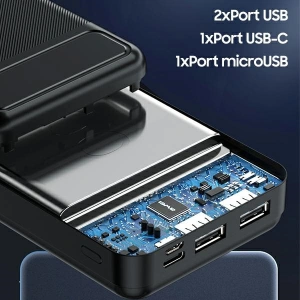 AWEI P6K 20000mAh powerbank fekete/black 2xUSB/PD/microUSB