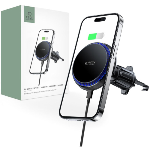 Tech-Protect Distributor - 9490713933787 - THP1931 - Tech-Protect MM15W-V4 Magnetic Magsafe Vent Car Mount Wireless Charger 15W Black - B2B homescreen
