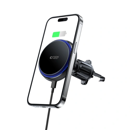 Uchwyt samochodowy z ładowarką bezprzewodową Tech-Protect MM15W-V4 Magnetic Magsafe Vent Car Mount Wireless Charger 15W Black
