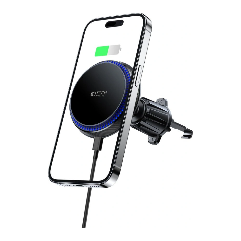 Hurtownia GSM - Auto-Halterung mit kabellosem Ladegerät Tech-Protect MM15W-V4 Magnetic Magsafe Vent Auto Halterung Kabelloses Ladegerät 15W Schwarz - THP1931 - {ean13} - Hurt