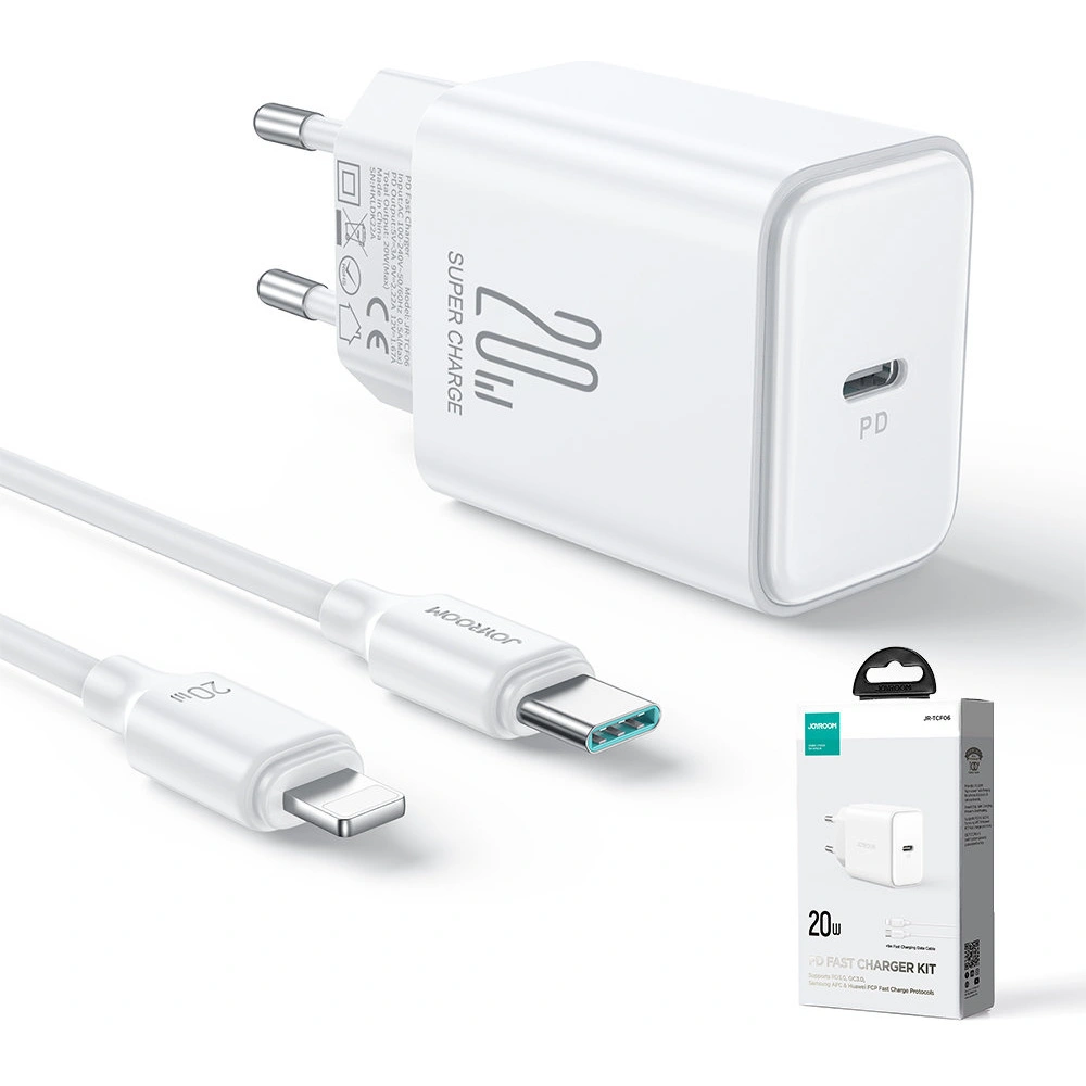 Hurtownia GSM - Hálózati töltő Joyroom JR-TCF06 20W USB C PD + USB-C/Lightning kábel - JYR734 - {ean13} - Hurt
