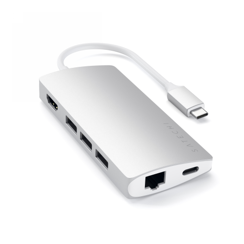 Hurtownia Satechi - 879961007133 - STH26 - Adapter HUB Satechi Aluminium Adapter V2 USB-C (USB-C, 3x USB-A, 4K HDMI, czytnik kart) (silver) - B2B homescreen
