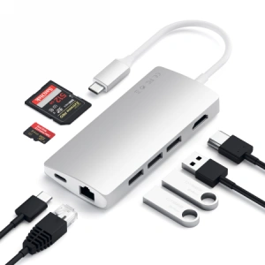 Wholesale Satechi Aluminium Adapter V2 USB-C (USB-C, 3x USB-A, 4K HDMI, card reader) (silver) - STH26 - {ean13} - Hurt