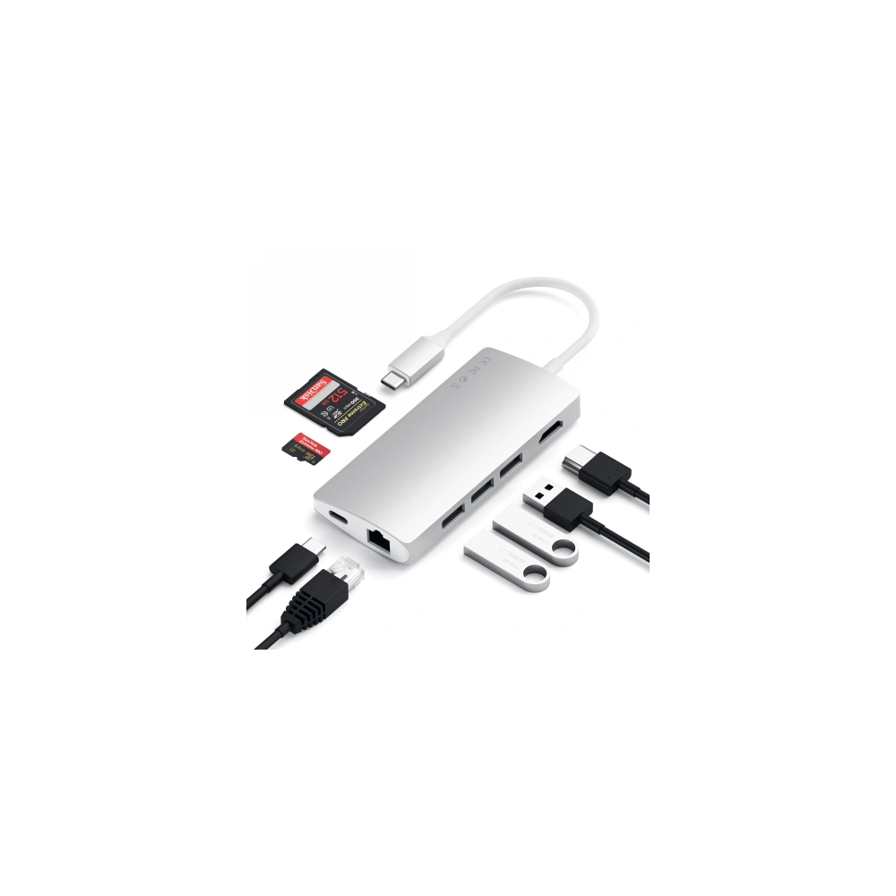 Hurtownia GSM - Adapter HUB Satechi Aluminium Adapter V2 USB-C (USB-C, 3x USB-A, 4K HDMI, czytnik kart) (silver) - STH26 - {ean13} - Hurt