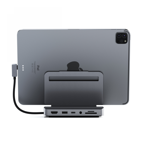 Hurtownia Satechi - 879961008581 - STH27 - Podstawka Satechi Aluminum Stand Hub do Apple iPad Pro (USB-C, USB-A, 4K HDMI, czytnik kart micro/SD, jack port) (space gray) - B2B homescreen
