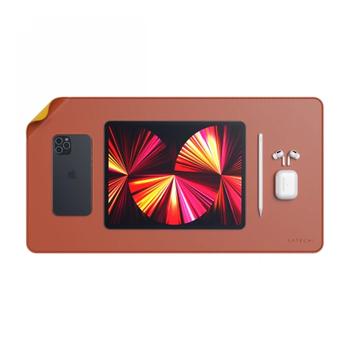 Podkładka pod mysz Satechi Dual Eco Leather Desk dwustronna, eko skóra (yellow/orange)