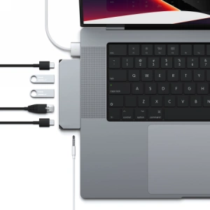 Hurtownia GSM - Adapter HUB Satechi Pro Hub mini dupla USB-C-vel Apple MacBookhoz (2xUSB-C, 2x USB-A, Ethernet, jack port) (szürke) - STH34 - {ean13} - Hurt