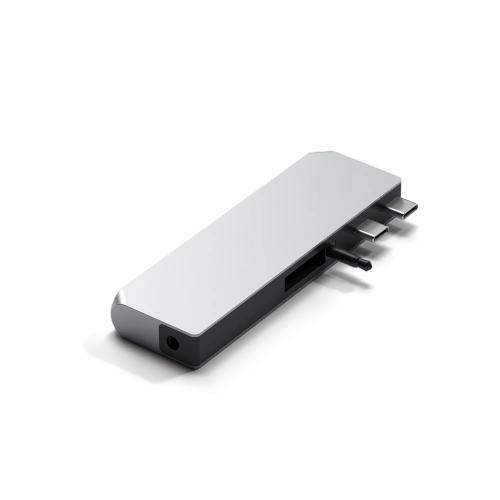 Adapter HUB Satechi Pro Hub mini z podwójnym USB-C do Apple MacBook (2xUSB-C, 2x USB-A, Ethernet, jack port) (silver)