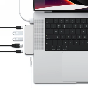 Hurtownia GSM - Adapter HUB Satechi Pro Hub mini z podwójnym USB-C do Apple MacBook (2xUSB-C, 2x USB-A, Ethernet, jack port) (silver) - STH35 - {ean13} - Hurt