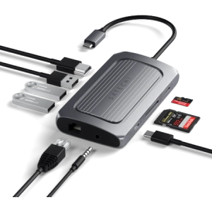 Hurtownia GSM - Adapter HUB Satechi Multiport USB-C (USB-C4, 3x USB-A, 8K HDMI, Ethernet, micro/SD kártyaolvasó, jack port) - STH37 - {ean13} - Hurt