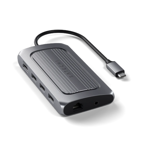 Adapter HUB Satechi Multiport USB-C (USB-C4, 3x USB-A, 8K HDMI, Ethernet, czytnik kart micro/SD, jack port)