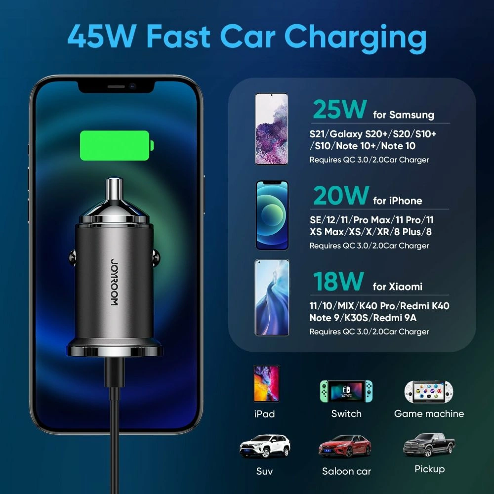 Hurtownia GSM - Automobilní nabíječka Joyroom C-A35 2-portová nabíječka do auta PD 45W QC 3.0 černá - JYR735 - {ean13} - Hurt