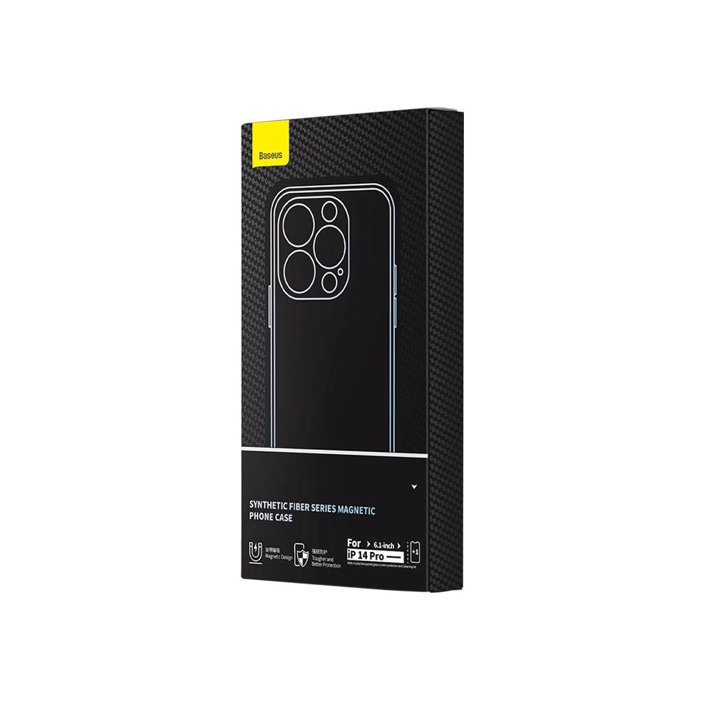 Hurtownia GSM - Etui magnetic Baseus Seria Fibra Sintetică Apple iPhone 14 Pro (negru) + sticlă securizată + set de curățare - BSU4039 - {ean13} - Hurt