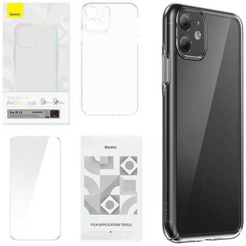 Baseus Distributor - 6932172627591 - BSU4044 - Baseus Crystal Series Clear Apple iPhone 11 (clear) + tempered glass + cleaner kit - B2B homescreen