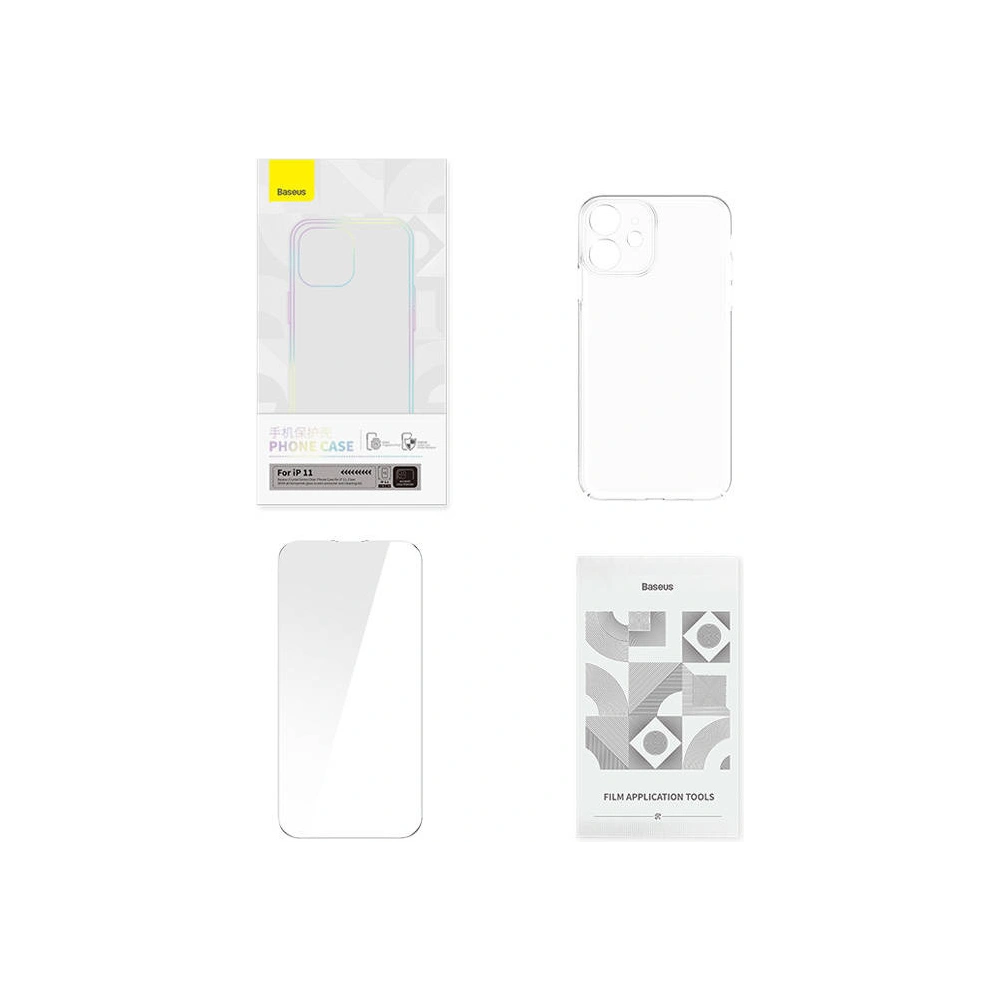 Hurtownia GSM - Etui Baseus Crystal Series Clear Apple iPhone 11 (transparent) + sticlă securizată + set de curățare - BSU4044 - {ean13} - Hurt