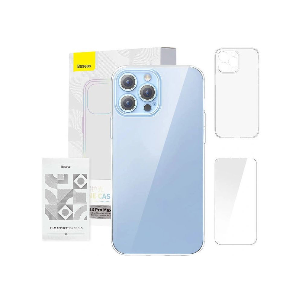 Hurtownia GSM - Etui Baseus Crystal Clear Apple iPhone 13 Pro Max (průhledné) + tvrzené sklo + čisticí sada - BSU4067 - {ean13} - Hurt