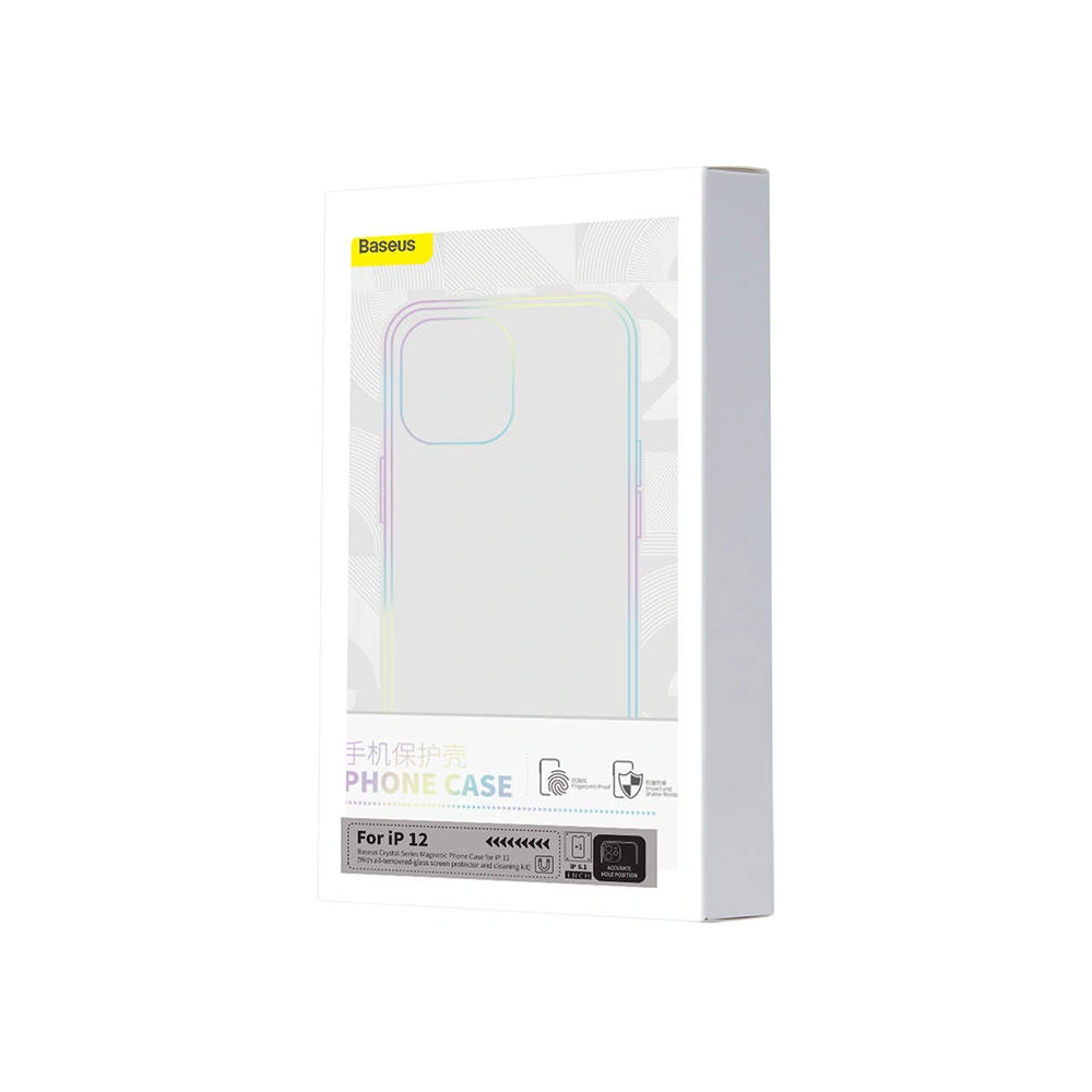 Hurtownia GSM - Etui Baseus Magnetic Crystal Clear Apple iPhone 12 (transparent) + sticlă securizată + set de curățare - BSU4069 - {ean13} - Hurt