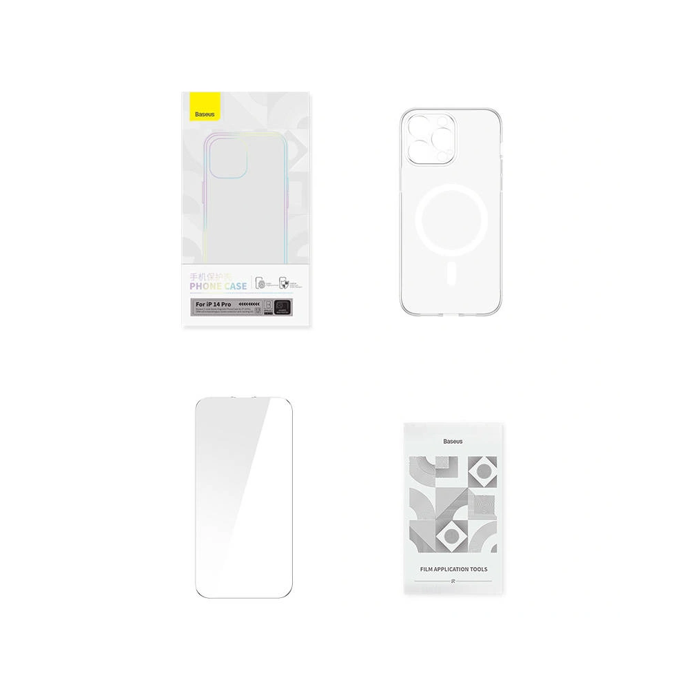 Hurtownia GSM - Etui Baseus Magnetic Crystal Clear Apple iPhone 14 Pro (transparent) + sticlă securizată + set de curățare - BSU4071 - {ean13} - Hurt
