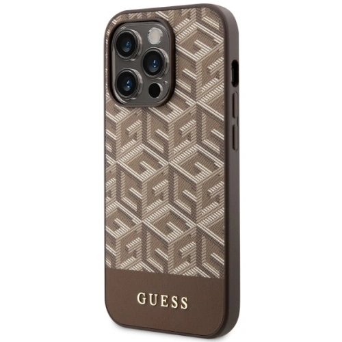 Etui Guess GUHMP14LHGCFSEW Apple iPhone 14 Pro brązowy/brown hard case GCube Stripes MagSafe