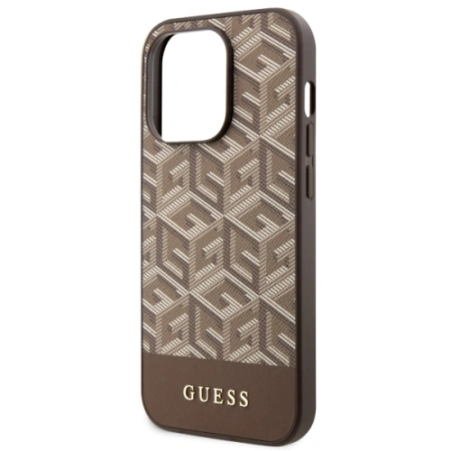 Etui Guess GUHMP14LHGCFSEW Apple iPhone 14 Pro brązowy/brown hard case GCube Stripes MagSafe