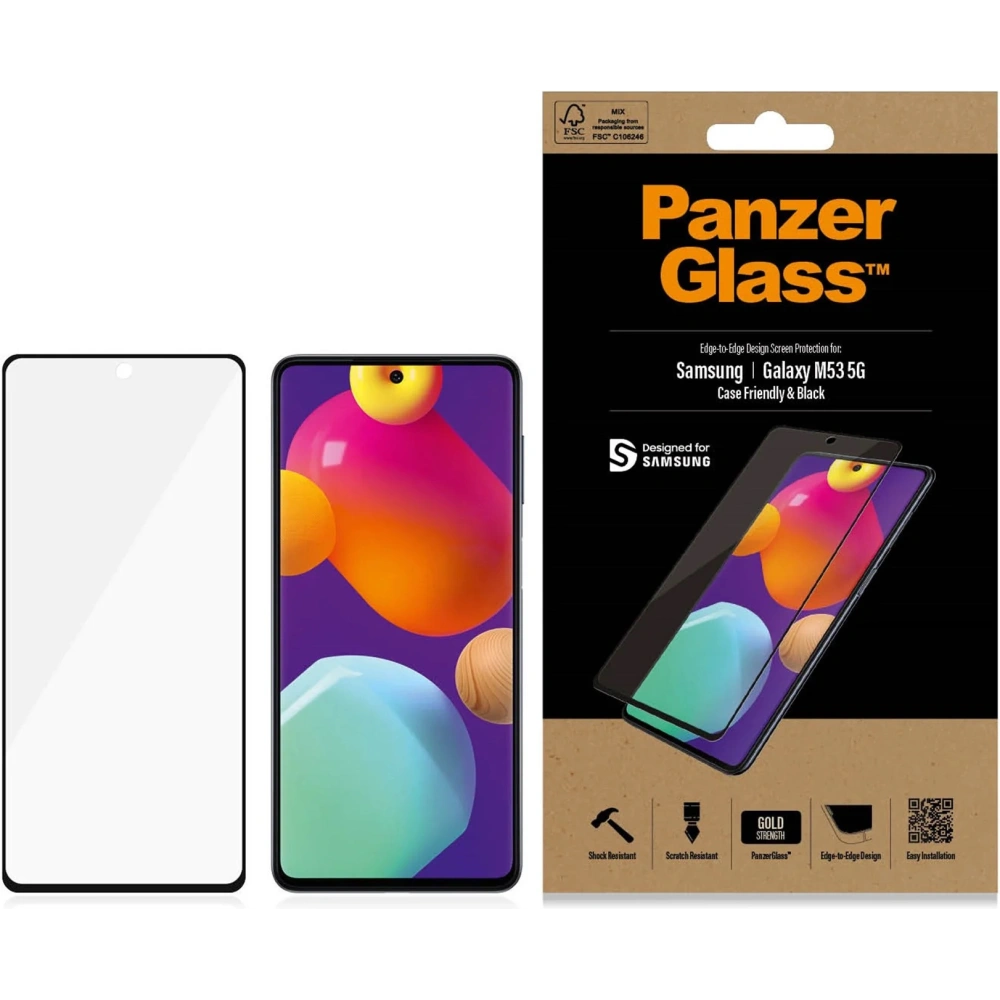 Hurtownia GSM - Tvrzené sklo PanzerGlass E2E Regular Samsung Galaxy M53 Case Friendly černé/black - PZG388 - {ean13} - Hurt