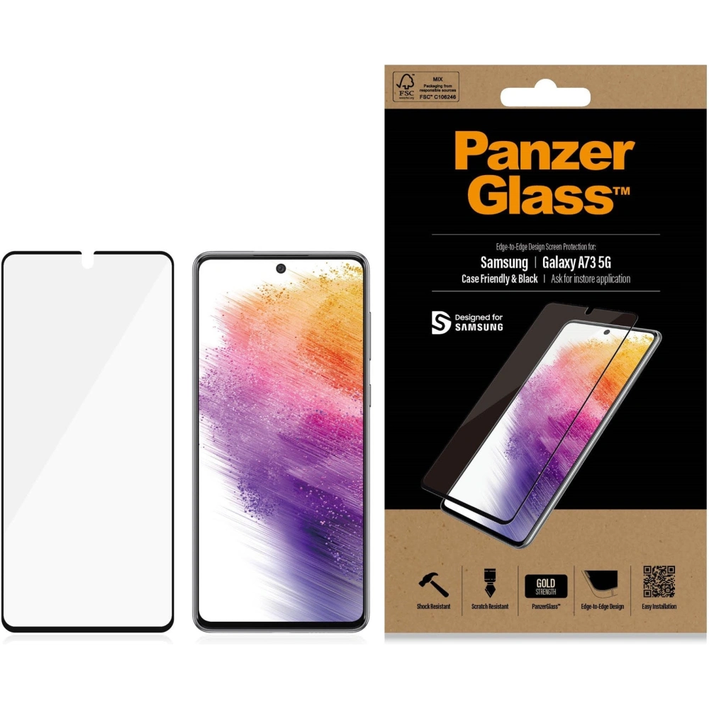 Hurtownia GSM - Zesílené sklo PanzerGlass E2E Regular Samsung Galaxy A73 Case Friendly černé/black - PZG387 - {ean13} - Hurt