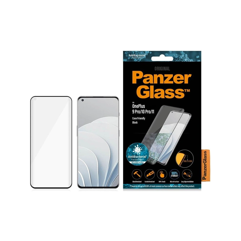 Hurtownia GSM - Sticlă securizată PanzerGlass E2E Microfracture OnePlus 9 Pro Case Friendly negru/black Antibacterial - PZG386 - {ean13} - Hurt