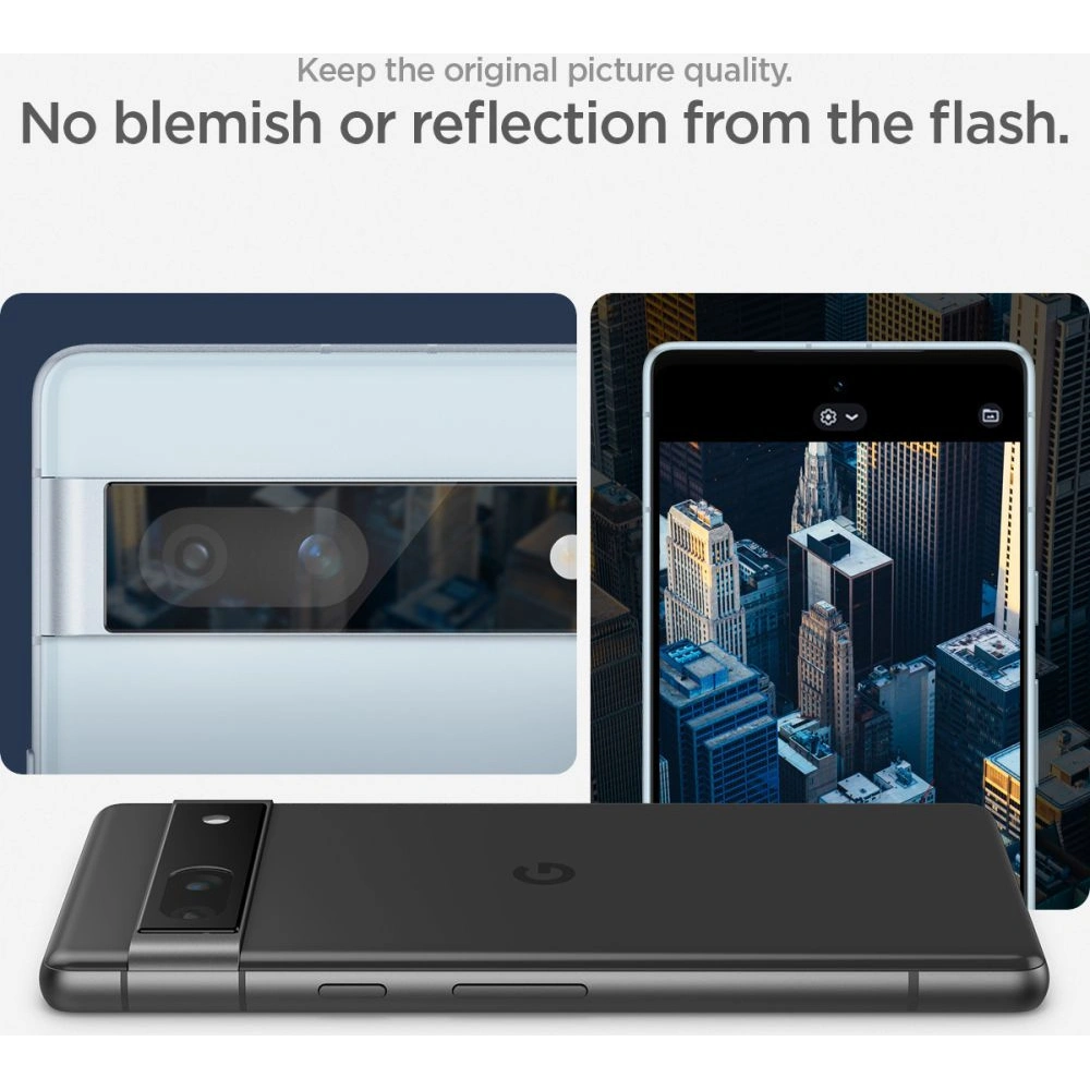 Gehärtetes Glas für die Spigen Optik.tr ez Fit Kamera Schutz Google Pixel 7a Schwarz [2 PACK]