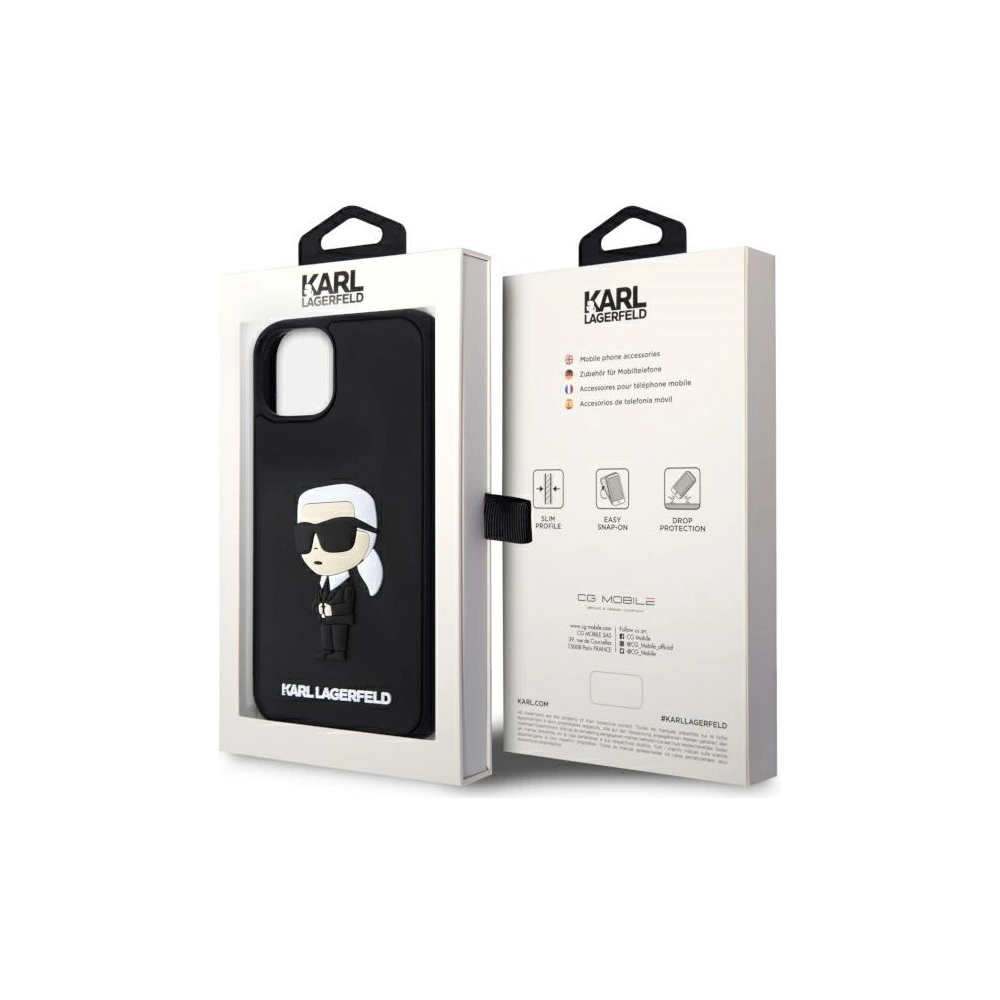 Hurtownia GSM - Etui Karl Lagerfeld KLHCP14M3DRKINK Apple iPhone 14 Plus / 15 Plus czarny/black hardcase Rubber Ikonik 3D - KLD1571 - {ean13} - Hurt
