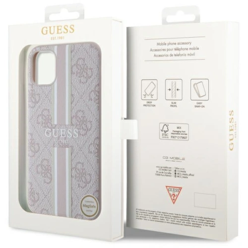 Etui Guess GUHMN61P4RPSP Apple iPhone 11/XR różowy/pink hardcase 4G Printed Stripes MagSafe