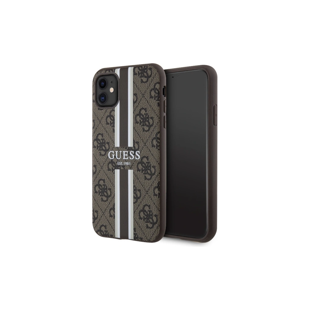Hurtownia GSM - Etui Guess GUHMN61P4RPSW Apple iPhone 11/XR maro/brown hardcase 4G Printed Stripes MagSafe - GUE2545 - {ean13} - Hurt