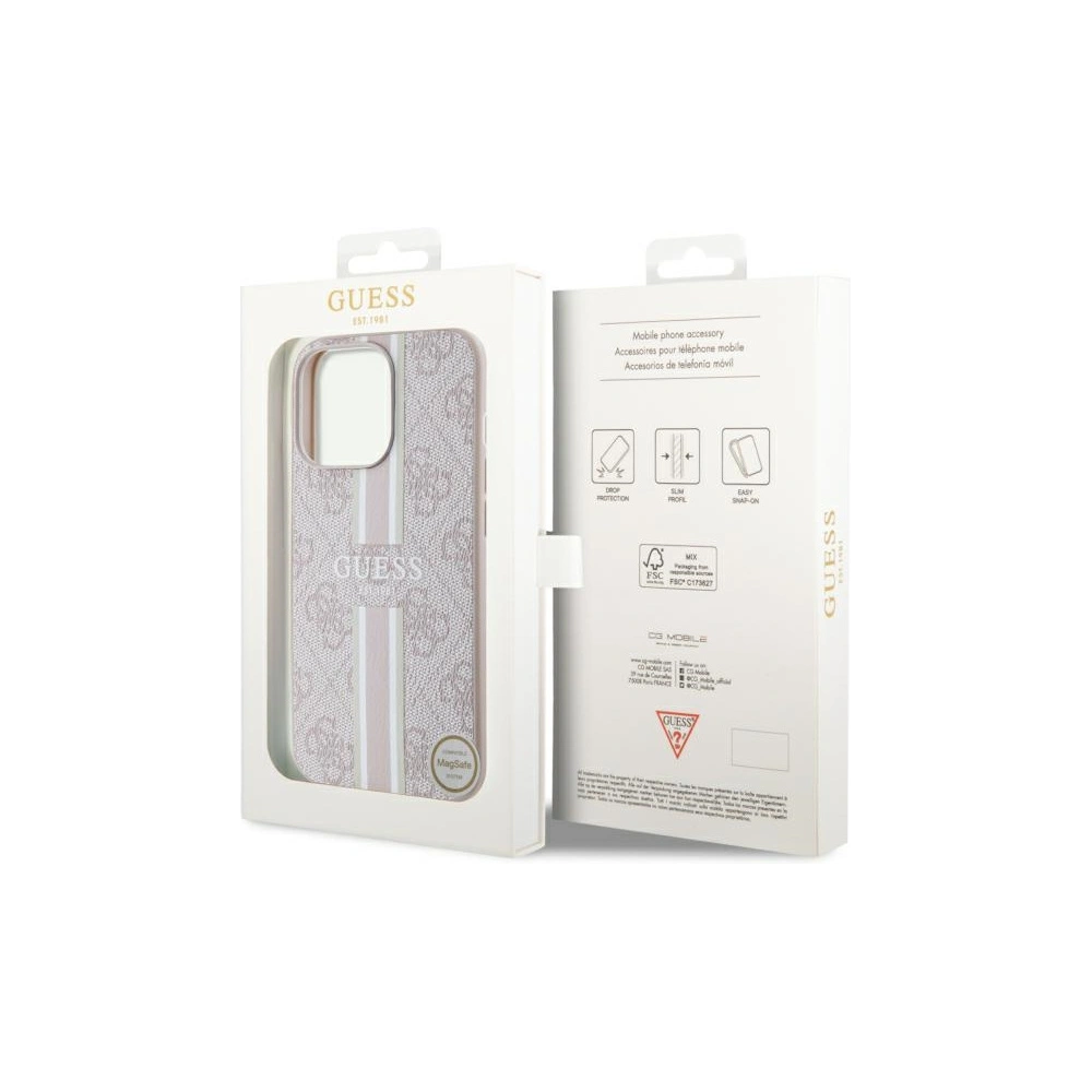 Wholesale Guess GUHMP13LP4RPSP Apple iPhone 13/13 Pro pink hardcase 4G Printed Stripes MagSafe - GUE2547 - {ean13} - Hurt