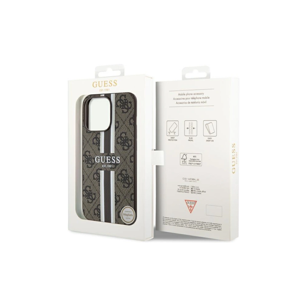 Wholesale Guess GUHMP13LP4RPSW Apple iPhone 13/13 Pro brown hardcase 4G Printed Stripes MagSafe - GUE2548 - {ean13} - Hurt