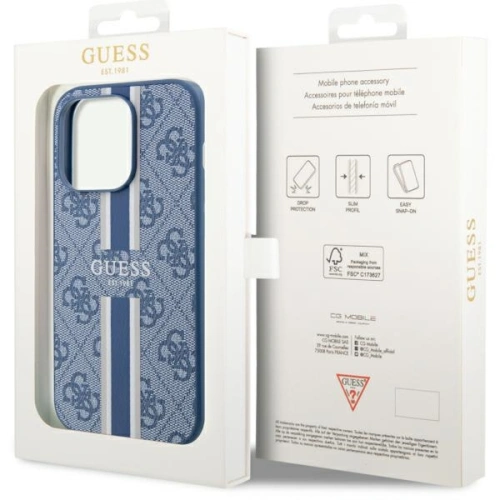 Etui Guess GUHMP14LP4RPSB Apple iPhone 14 Pro niebieski/blue hardcase 4G Printed Stripes MagSafe