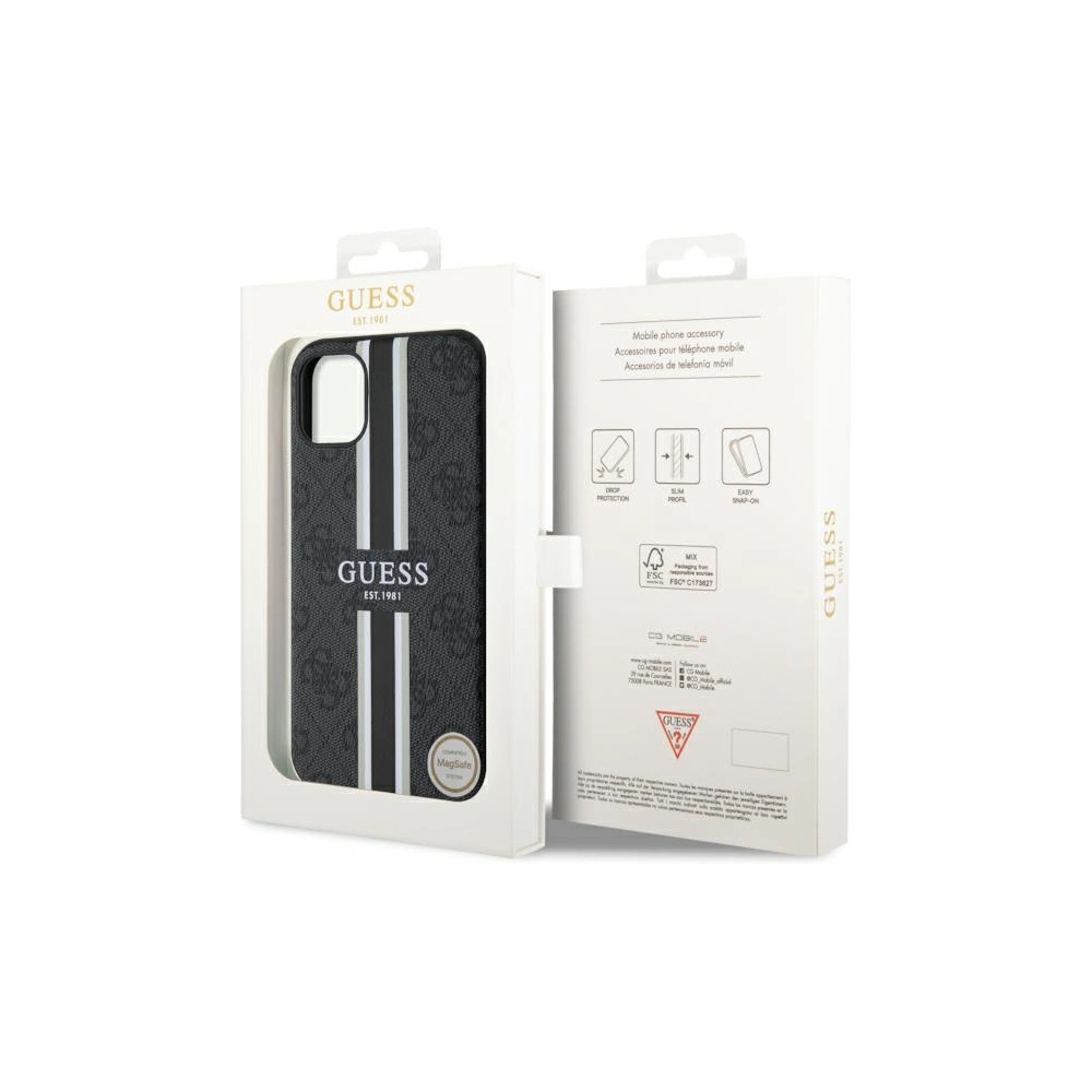 Hurtownia GSM - Etui Guess GUHMN61P4RPSK Apple iPhone 11/XR černý/black hardcase 4G Printed Stripes MagSafe - GUE2554 - {ean13} - Hurt
