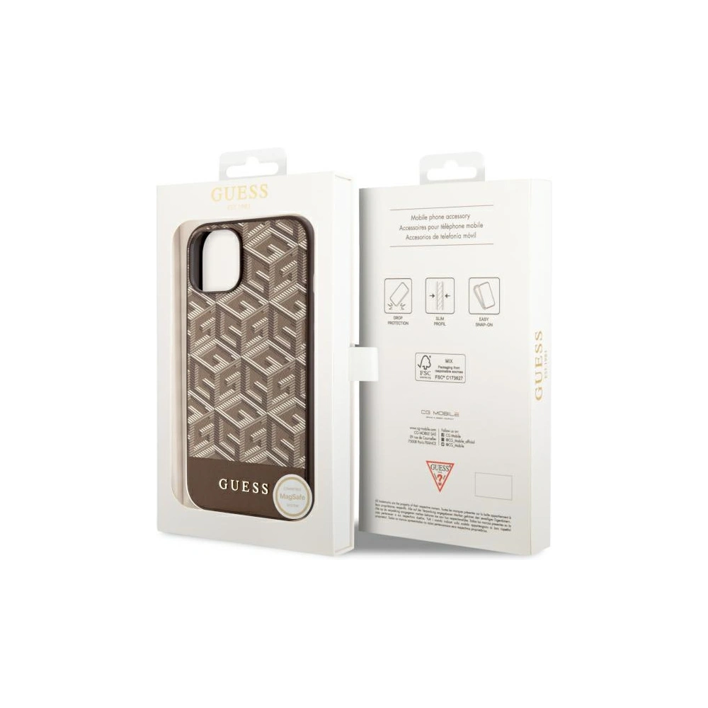 Hurtownia GSM - Etui Guess GUHMP14MHGCFSEW Apple iPhone 14 Plus / 15 Plus maro/brown hard case GCube Stripes MagSafe - GUE2559 - {ean13} - Hurt
