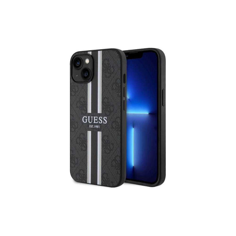 Wholesale Guess GUHMP14MP4RPSK Apple iPhone 14 Plus / 15 Plus black hardcase 4G Printed Stripes MagSafe - GUE2561 - {ean13} - Hurt