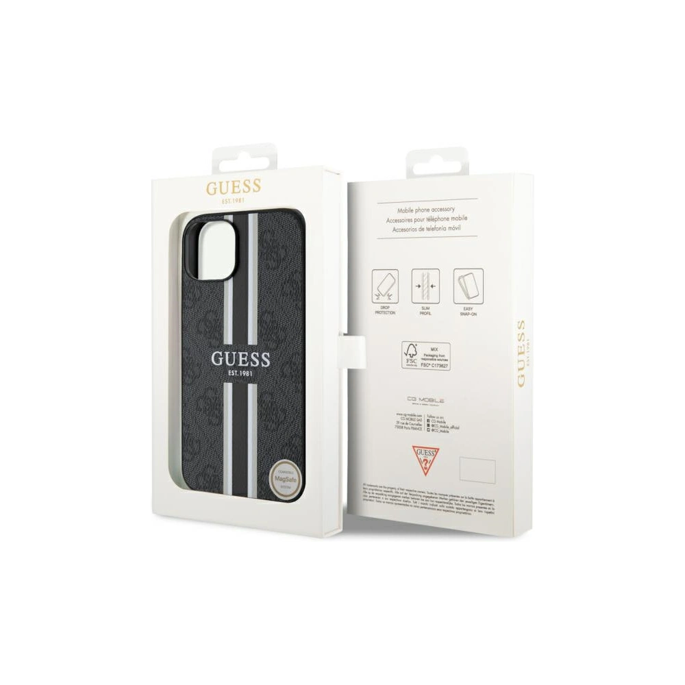 Hurtownia GSM - Etui Guess GUHMP14MP4RPSK Apple iPhone 14 Plus / 15 Plus fekete/black hardcase 4G Printed Stripes MagSafe - GUE2561 - {ean13} - Hurt