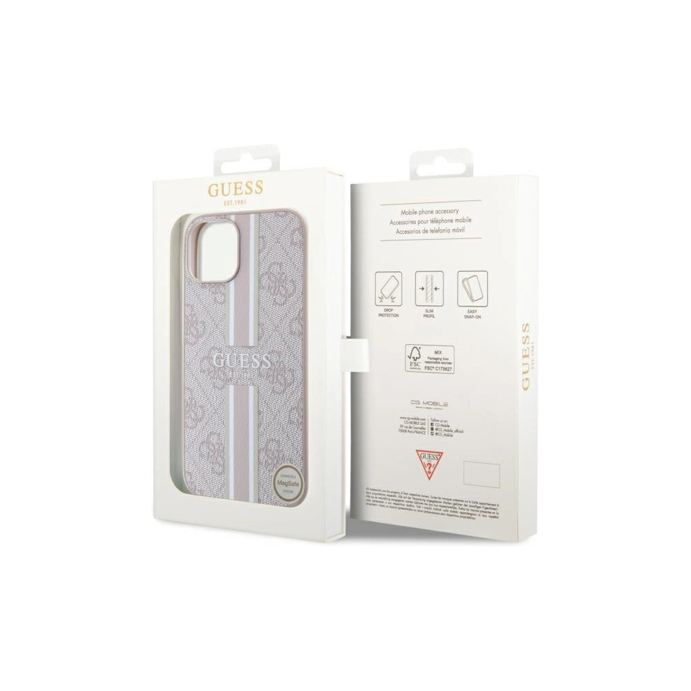 Hurtownia GSM - Etui Guess GUHMP14MP4RPSP Apple iPhone 14 Plus / 15 Plus rózsaszín/pink kemény tok 4G Nyomtatott Csíkok MagSafe - GUE2562 - {ean13} - Hurt