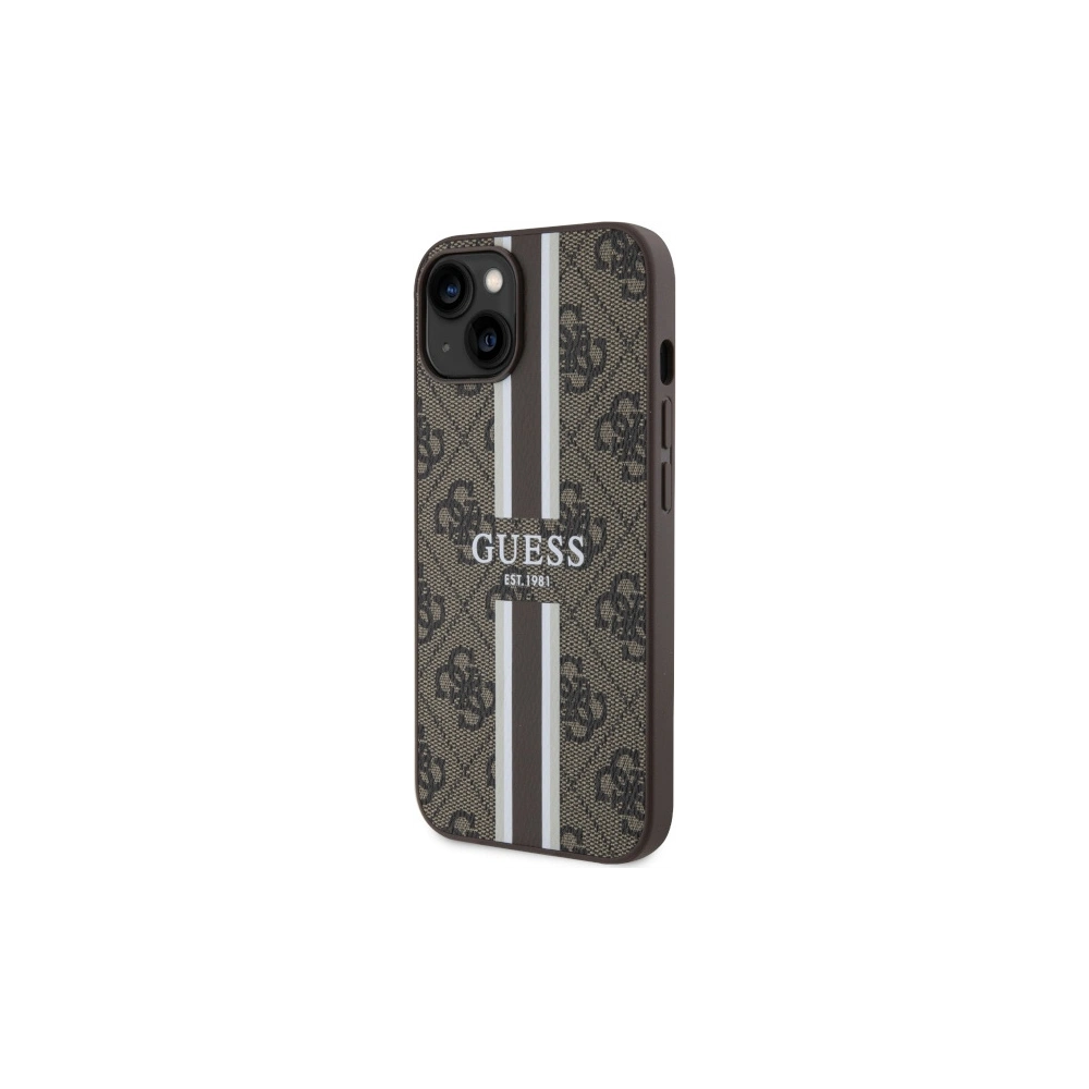 Wholesale Guess GUHMP14MP4RPSW Apple iPhone 14 Plus / 15 Plus brown hardcase 4G Printed Stripes MagSafe - GUE2563 - {ean13} - Hurt
