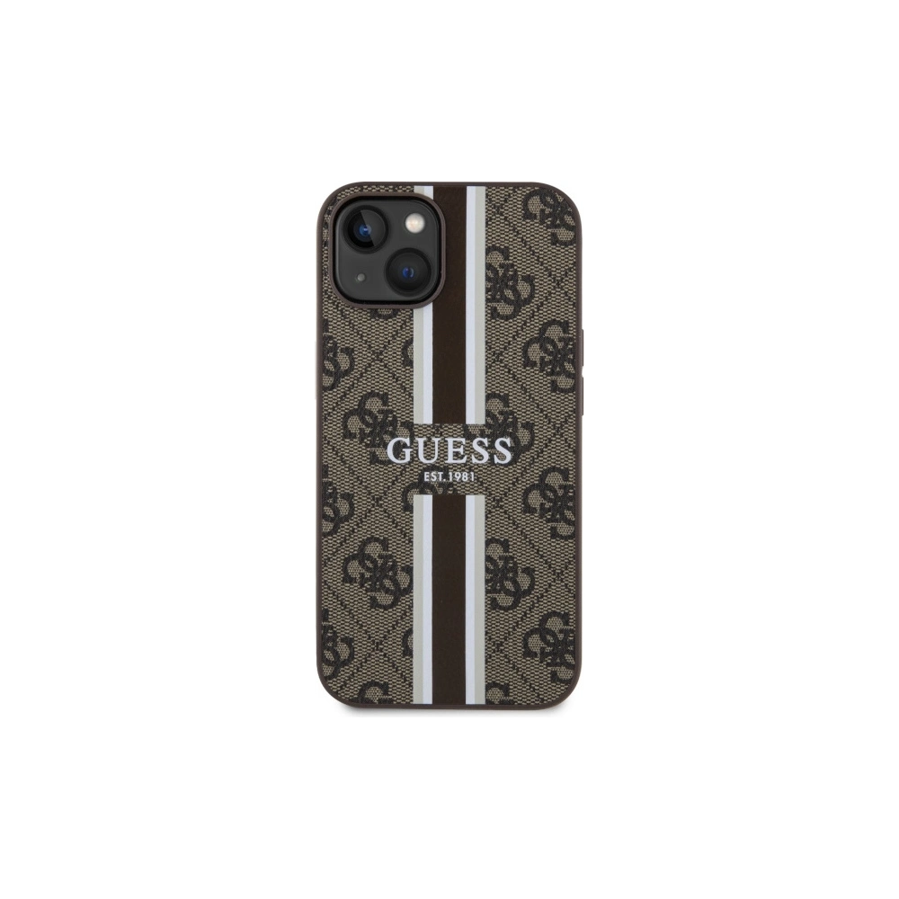 Wholesale Guess GUHMP14MP4RPSW Apple iPhone 14 Plus / 15 Plus brown hardcase 4G Printed Stripes MagSafe - GUE2563 - {ean13} - Hurt