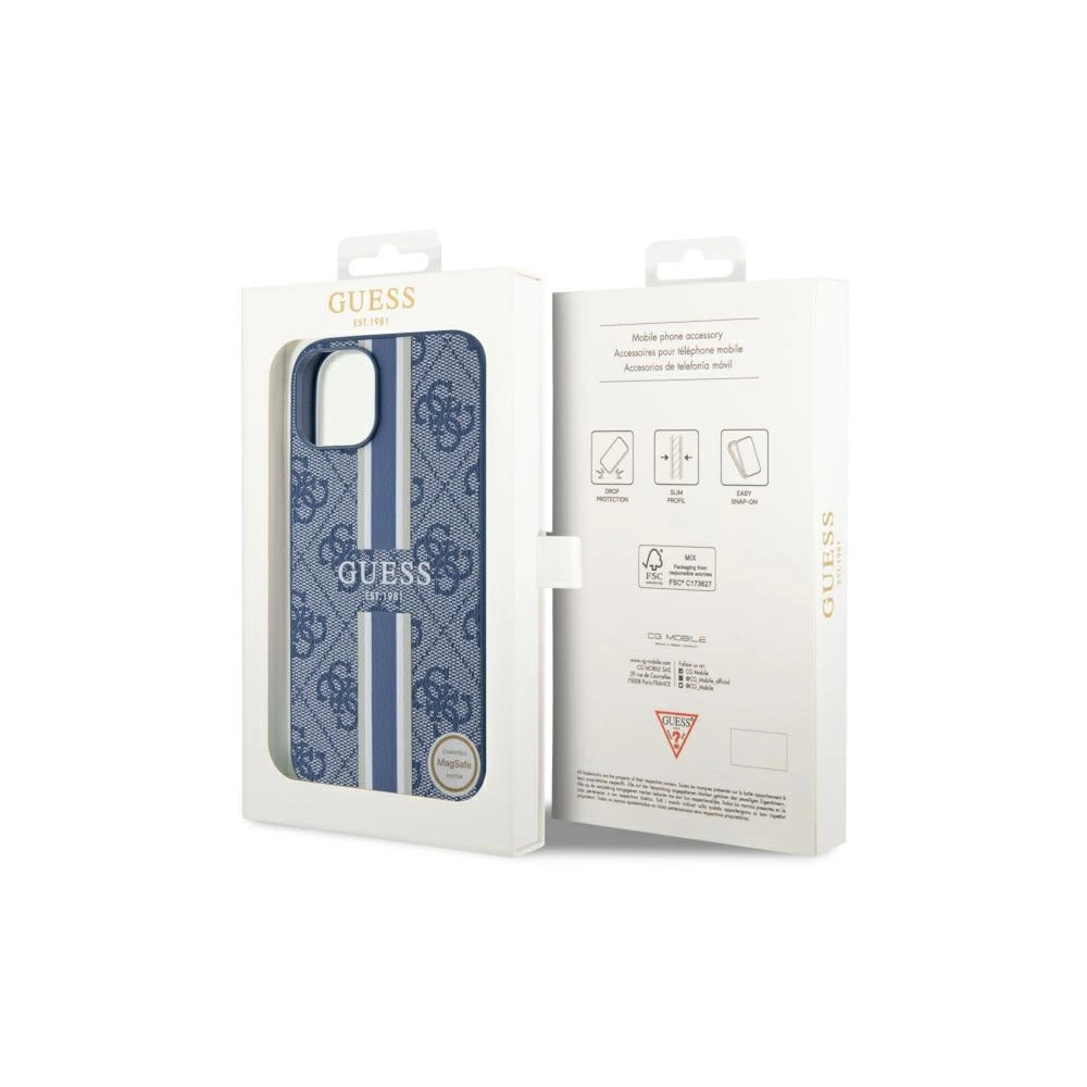 Wholesale Guess GUHMP14SP4RPSB Apple iPhone 14 blue hardcase 4G Printed Stripes MagSafe - GUE2565 - {ean13} - Hurt