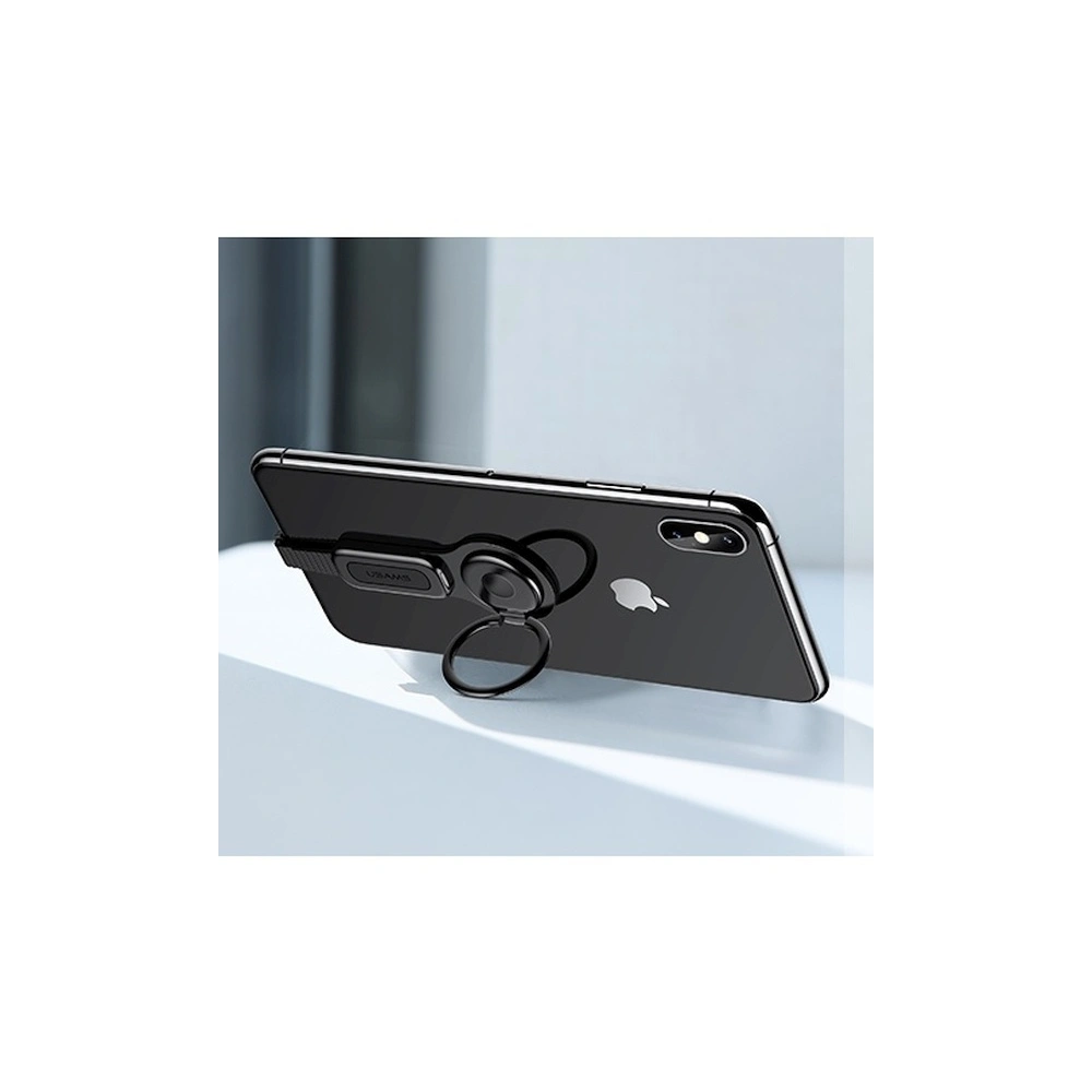 Hurtownia GSM - Adapter USAMS AU06 2w1 Lightning - 3,5mm + gyűrű tartó fekete/black (US-SJ275) - USA946 - {ean13} - Hurt