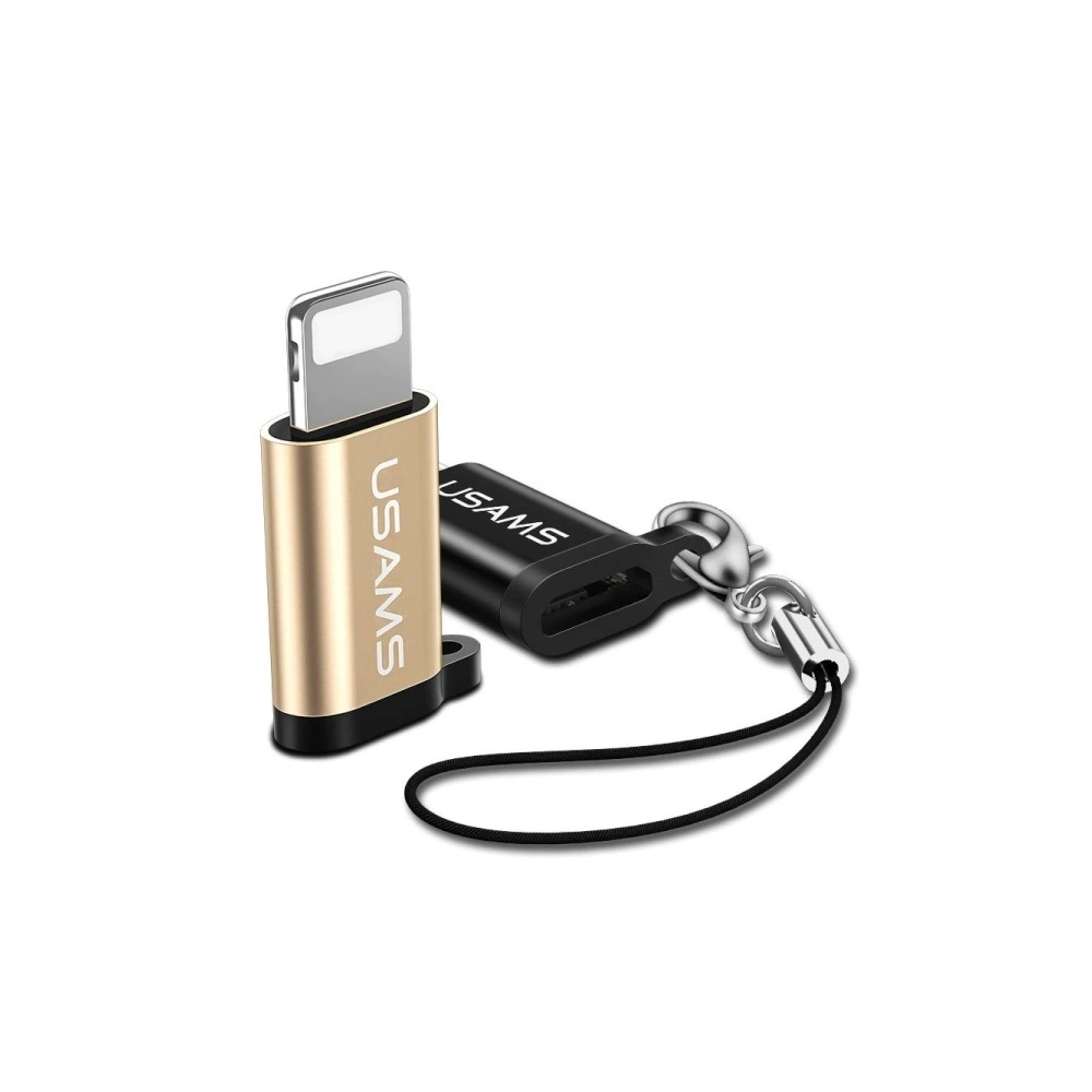 Wholesale USAMS microUSB/Lightning Adapter with strap gold (US-SJ152) - USA947 - {ean13} - Hurt